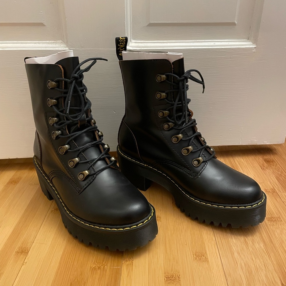 Dr. Martens Black Leather Leona Boots